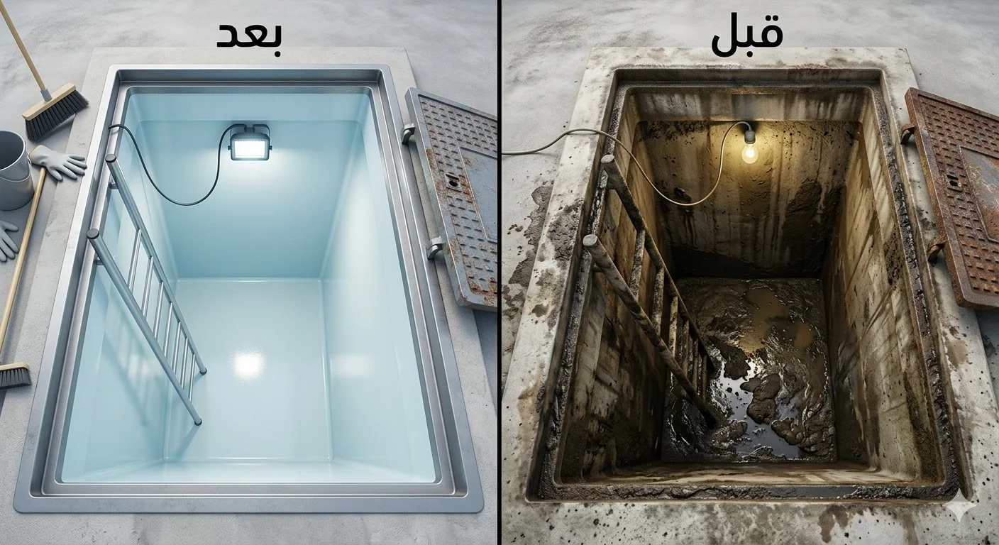 تنظيف خزان أرضي قبل وبعد
