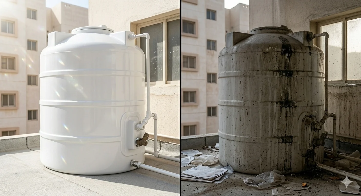 تنظيف خزان علوي قبل وبعد