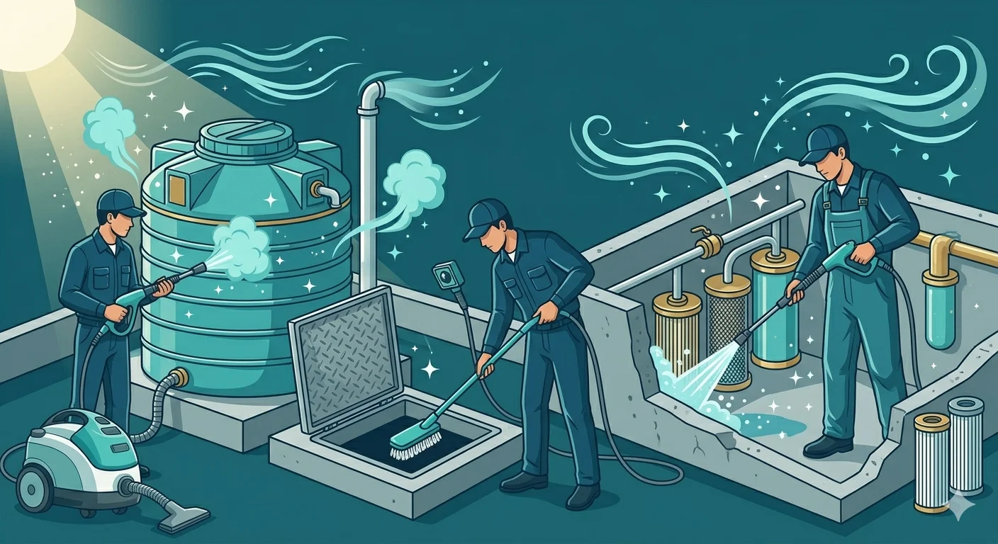 تنظيف وتعقيم الخزانات